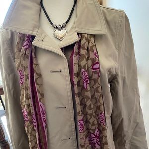Coach Raincoat, taupe with fushia,  size L